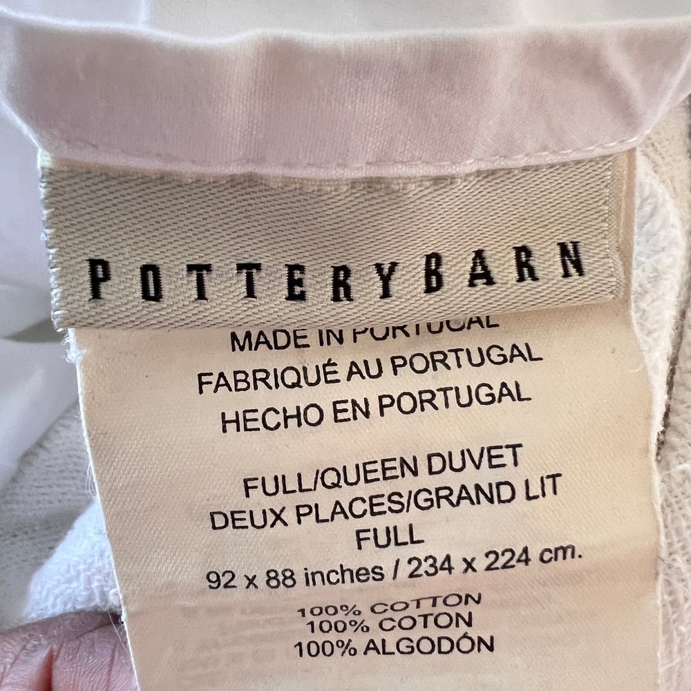 Pottery Barn White Matelasse Full Queen Duvet Cover 100% Cotton Portugal 92x88 - Picture 4 of 9